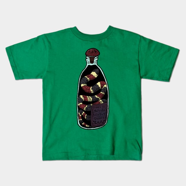 Nora's Poisonous Snake in a Bottle Kids T-Shirt by Ballyraven